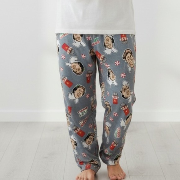 Elf Movie Pajama Pants Mens XL Lounge Fleece Gray Soft Cozy Comfy Fun Sleepwear - Picture 1 of 8